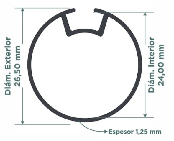 Tubo aluminio 24x1.25mm nervado p/mec 25mm x 1mt
