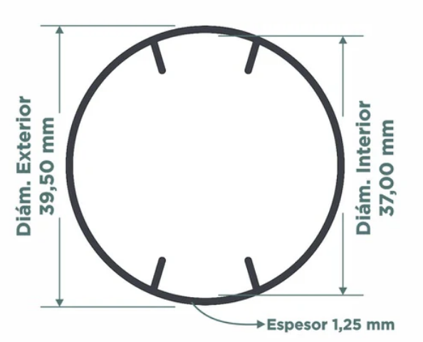 Tubo aluminio 37x1.25mm nervado doble p/mec ARMAR 41plus x 2mt