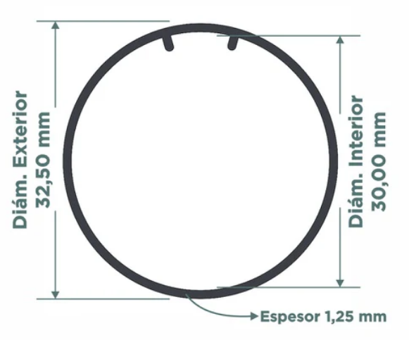 Tubo aluminio 30x1.25mm nervado p/mec ARMAR 32 plus x 2mt