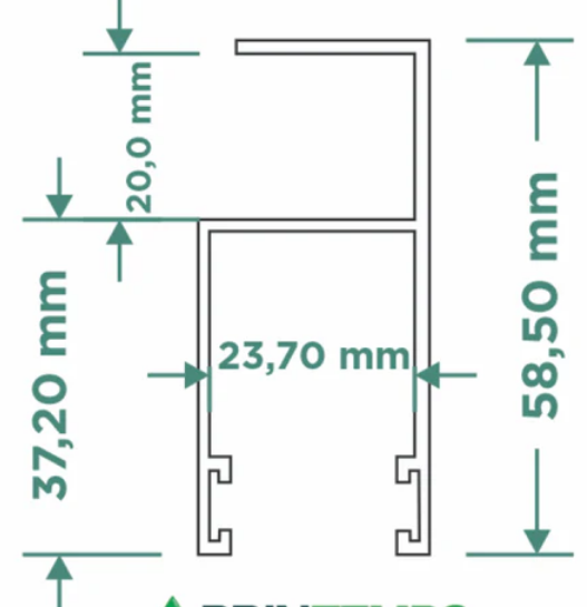 Guia lateral roller aluminio ARMAR negro x mts