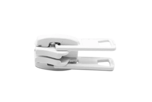 Deslizador doble p/cierre diente de perro 10mm blanco x unid