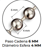Cadena roller 4mm metalica ALSA x mtl