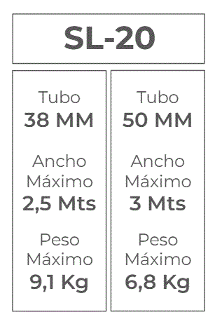 Kit mecanismo roller 38mm SL-20 p/tubo 38mm ROLLEASE negro x unid