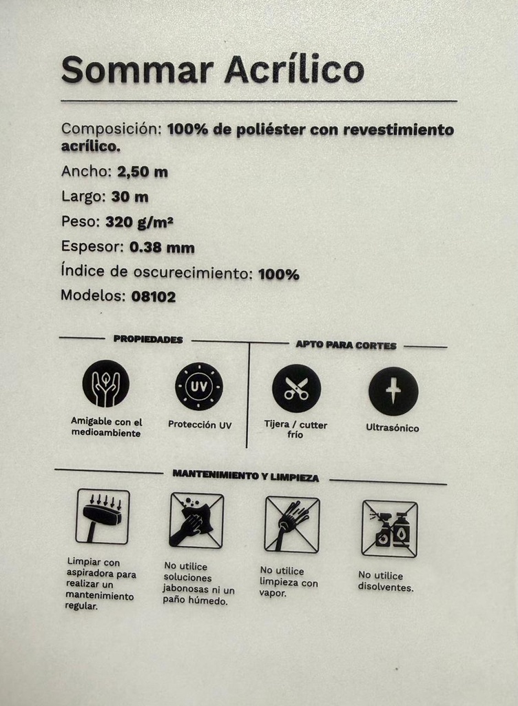 Blackout Acrilico Premium no soldable -Generico-250cm x mtl