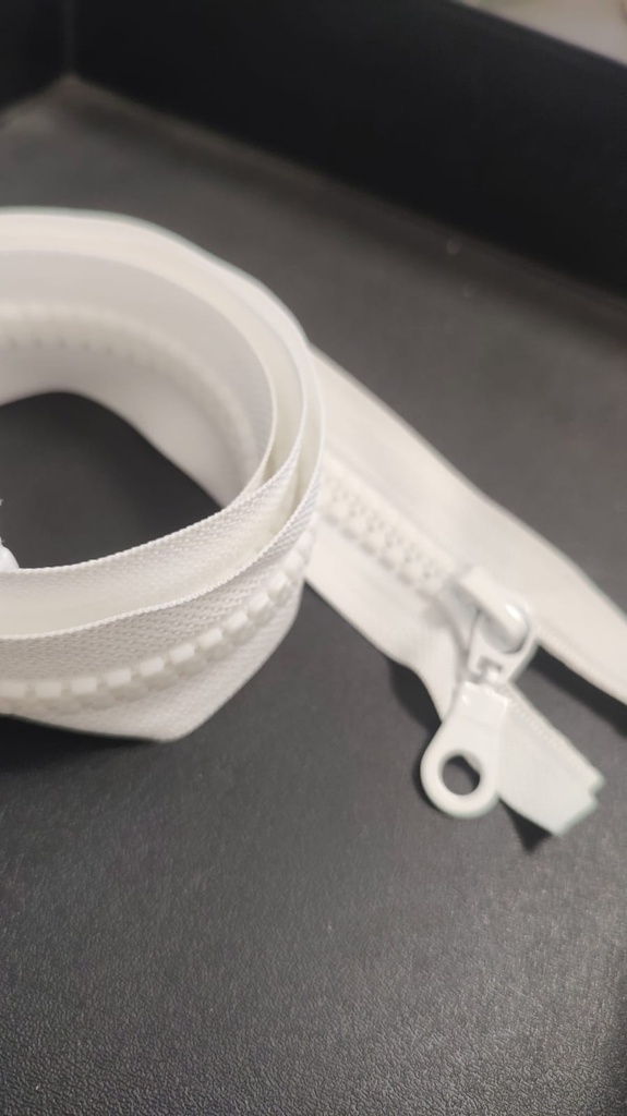 Cierre 10mm diente de perro c/deslizador blanco x 2mt