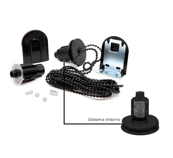 Kit mecanismo roller 41mm PLUS (hasta 10kg- 9m2) c/cadena ARMAR negro x unid