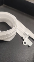 [4250] Cierre 10mm diente de perro c/deslizador blanco x 2mt