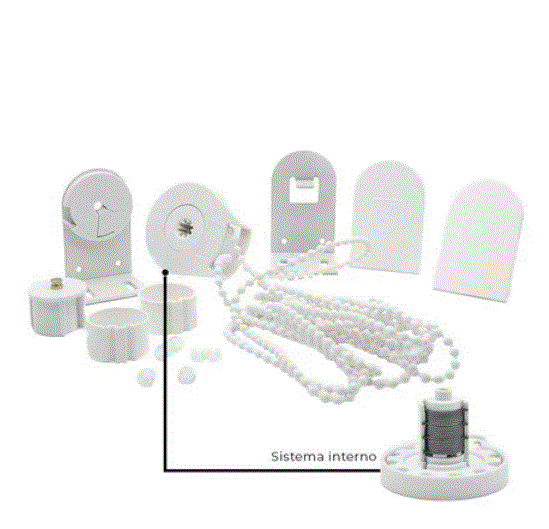 [4267] Kit mecanismo roller 28/32mm PREMIUM (hasta 6kg- 7m2) c/cadena ARMAR blanco x unid